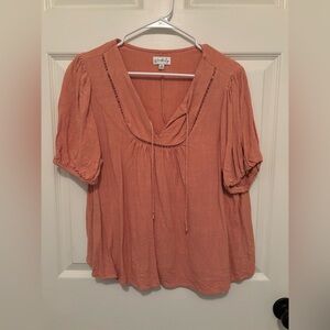Wonderly Terracotta Blouse with Tie Detail